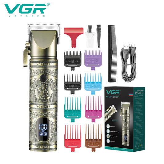 VGR  V-697 Hair Clipper Professional Hair Trimmer LED Display Hair Cutting Machine Adjustable T9 Rechargeable Trimmer for Men