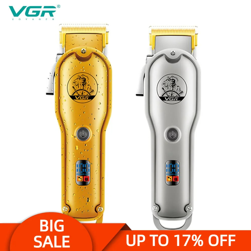 VGR v-650 Electric Hair Clipper Professional Rechargeable Personal Care Barber Trimmer For Men Shaver LCD Metal Clippers