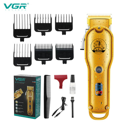 VGR v-650 Electric Hair Clipper Professional Rechargeable Personal Care Barber Trimmer For Men Shaver LCD Metal Clippers