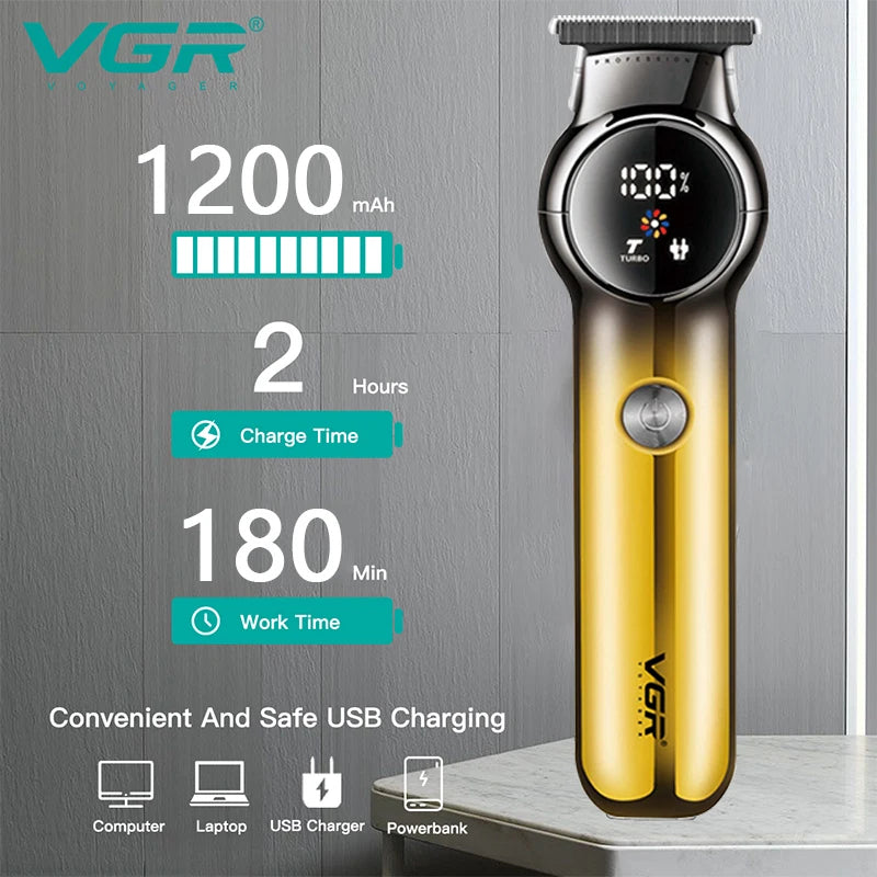 VGR Hair Trimmer Adjustable Hair Clipper Rechargeable Trimmer Professional Electric Hair Clipper Cordless Trimmer for Men V-989