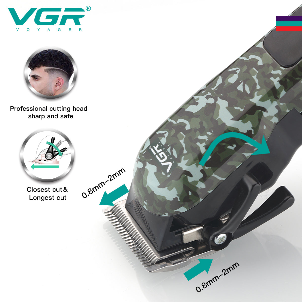 VGR V-665 Hair Clipper Professional Hair Trimmer Adjustable Hair Cutting Machine Electric Barber Digital Display Clipper for Men