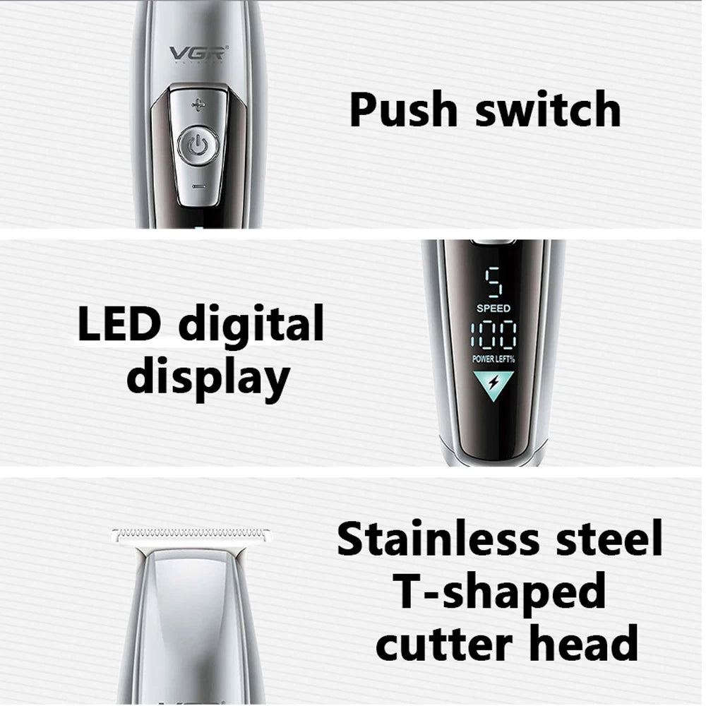 VGR  V-970 5 speed adjustment Hair Trimmer Electric Hair Cutting Machine Barber Cordless Clippers Adjustable Haircut Machine Hair Trimmer for Men V-970