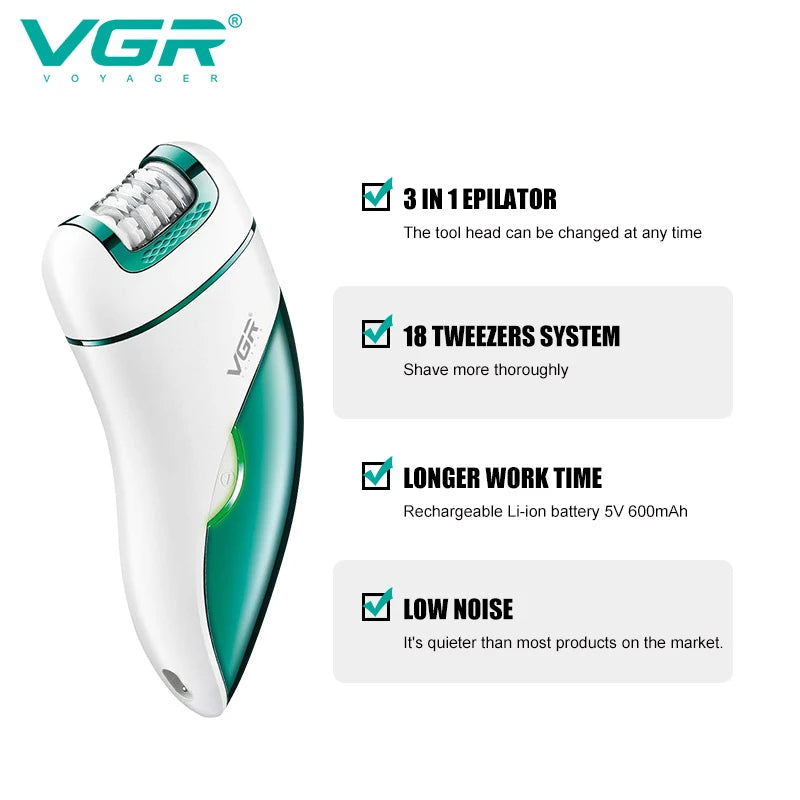 VGR V-731 3in1 Hair Removal Machine Lady Shaver Callus Remover Electric Professional Epilator