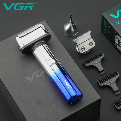 VGR 3 IN 1 Hair Trimmer LED Display Beard Razor Replaceable Electric Eyebrows Shaver 0mm Shaving Machine for Men V-367 V-365