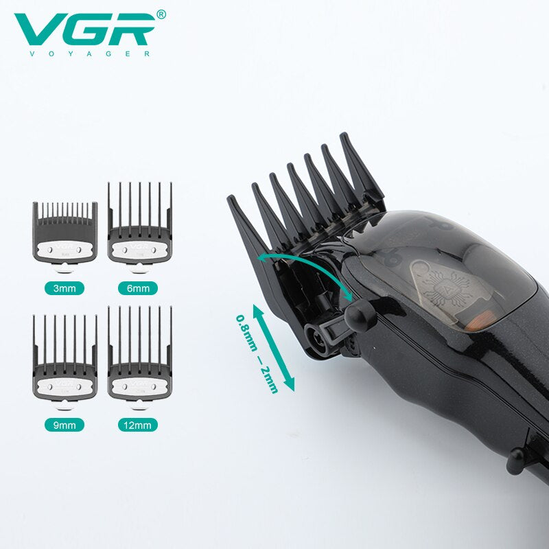 VGR V-653 Hair Clipper Professional Barber Hair Cutting Machine Electric Hair Trimmer Adjustable Haircut Machine Clipper for Men