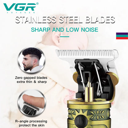 VGR Hair Clipper Electric Hair Trimmer Cordless Hair Cutting Machine Rechargeable Professional Metal Zero Cutting Machine V-228