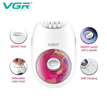 VGR V-706 Hair Removal Machine Electric Professional Rechargeable Lady Epilator