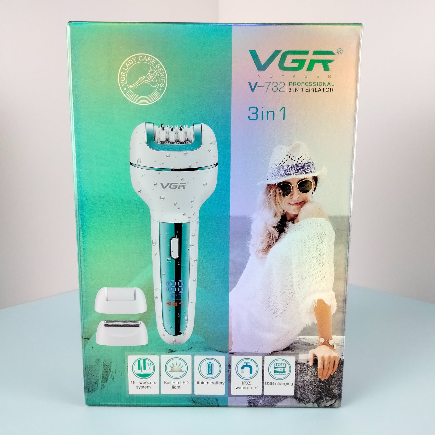 Vgr V-732 2 In 1cordless Hair Trimmer Set Razor Professional Electric Body Shaver Lady Epilator For Women