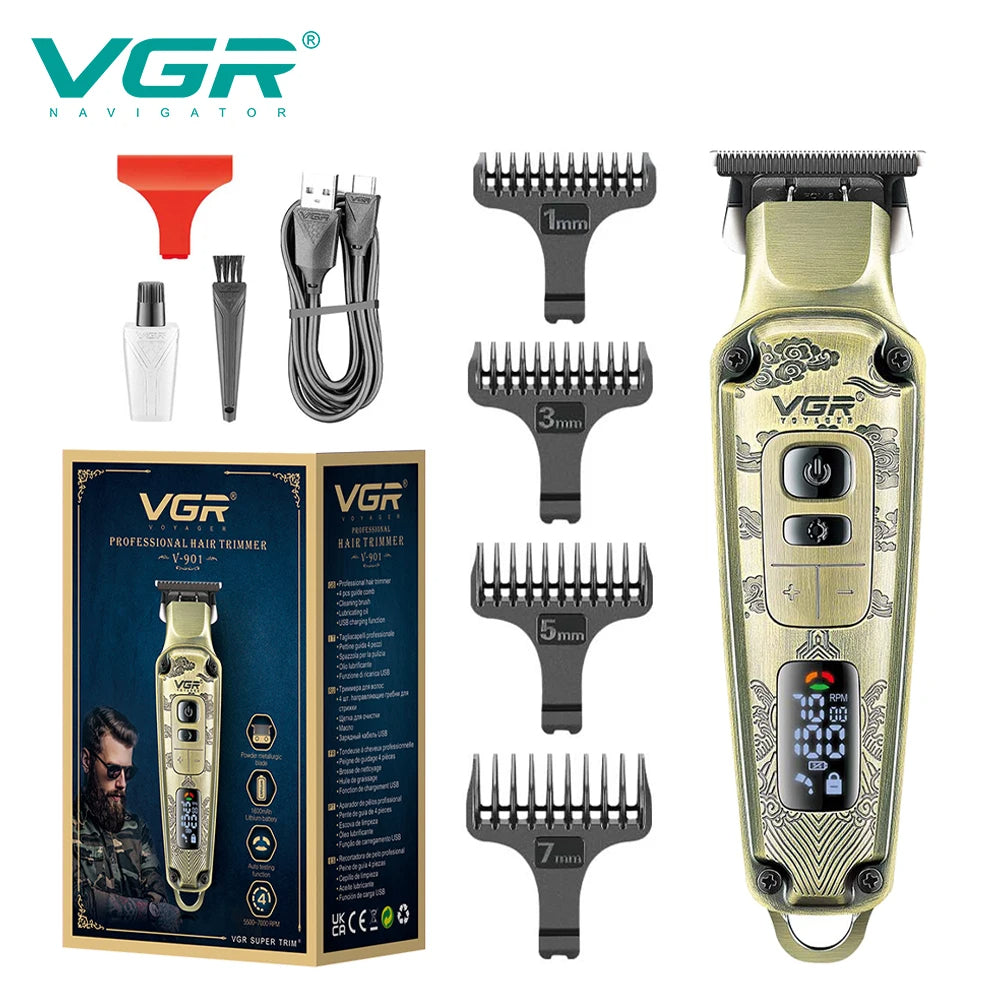 VGR V-901 Hair Clipper Rechargeable Portable Professional Adjustable Personal Care Barber Trimmer For Men Salon USB LCD VGR V901